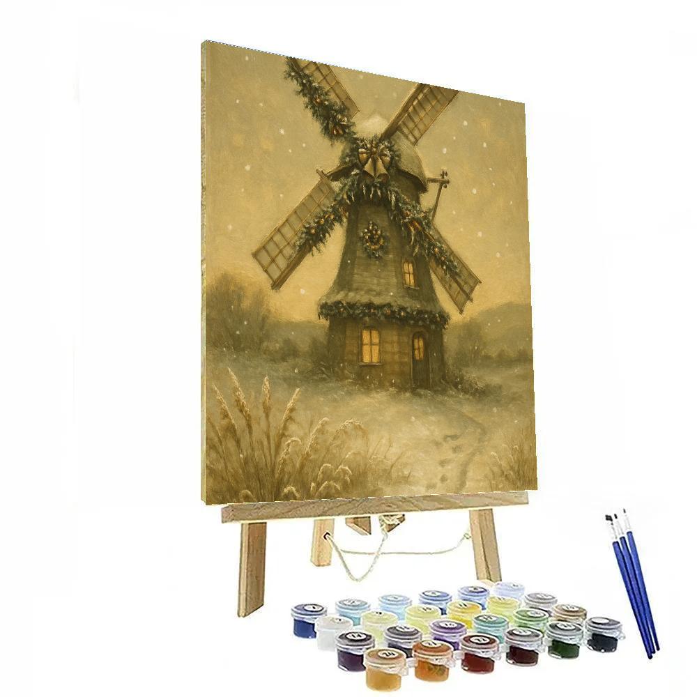 Bells On The Frosted Windmill DIY paint by numbers