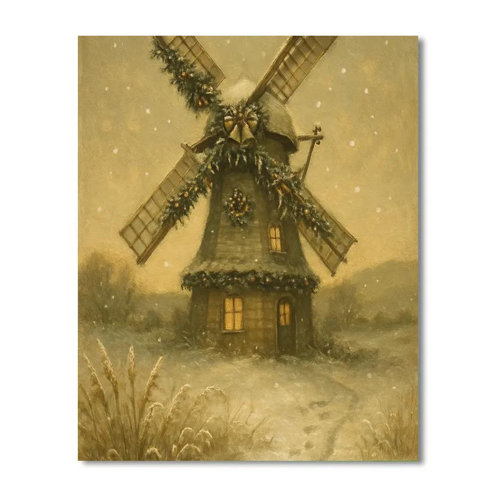 Bells On The Frosted Windmill DIY paint by numbers