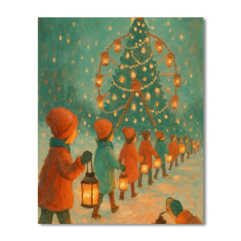 Childrens Lantern Parade To The Ferris Tree paint by number