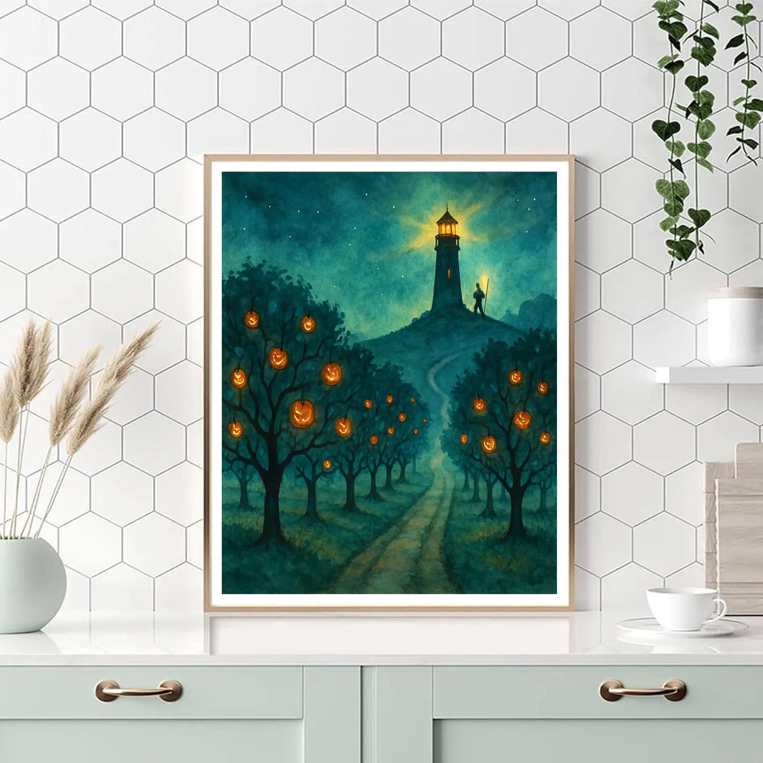 The Winking Lighthouse Orchard Number painting
