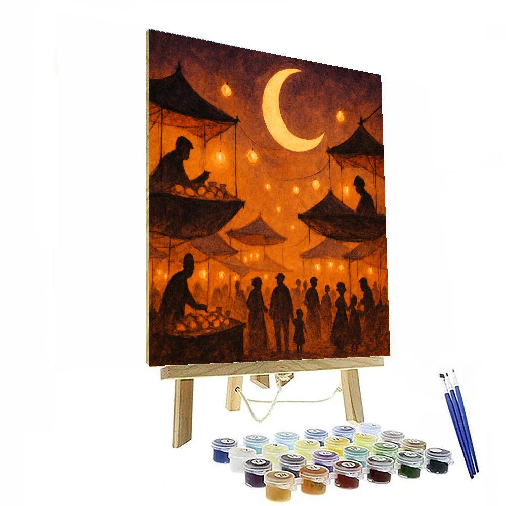 The Night Market Of Floating Lanterns Numbered painting kits