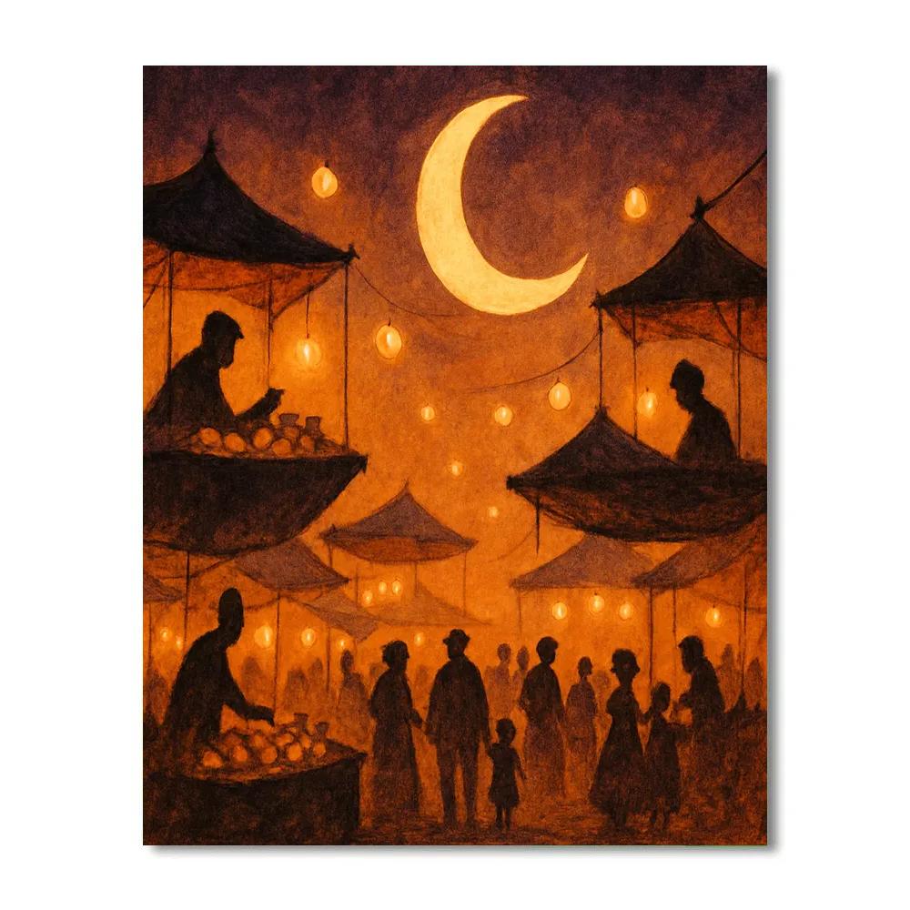 The Night Market Of Floating Lanterns Numbered painting kits