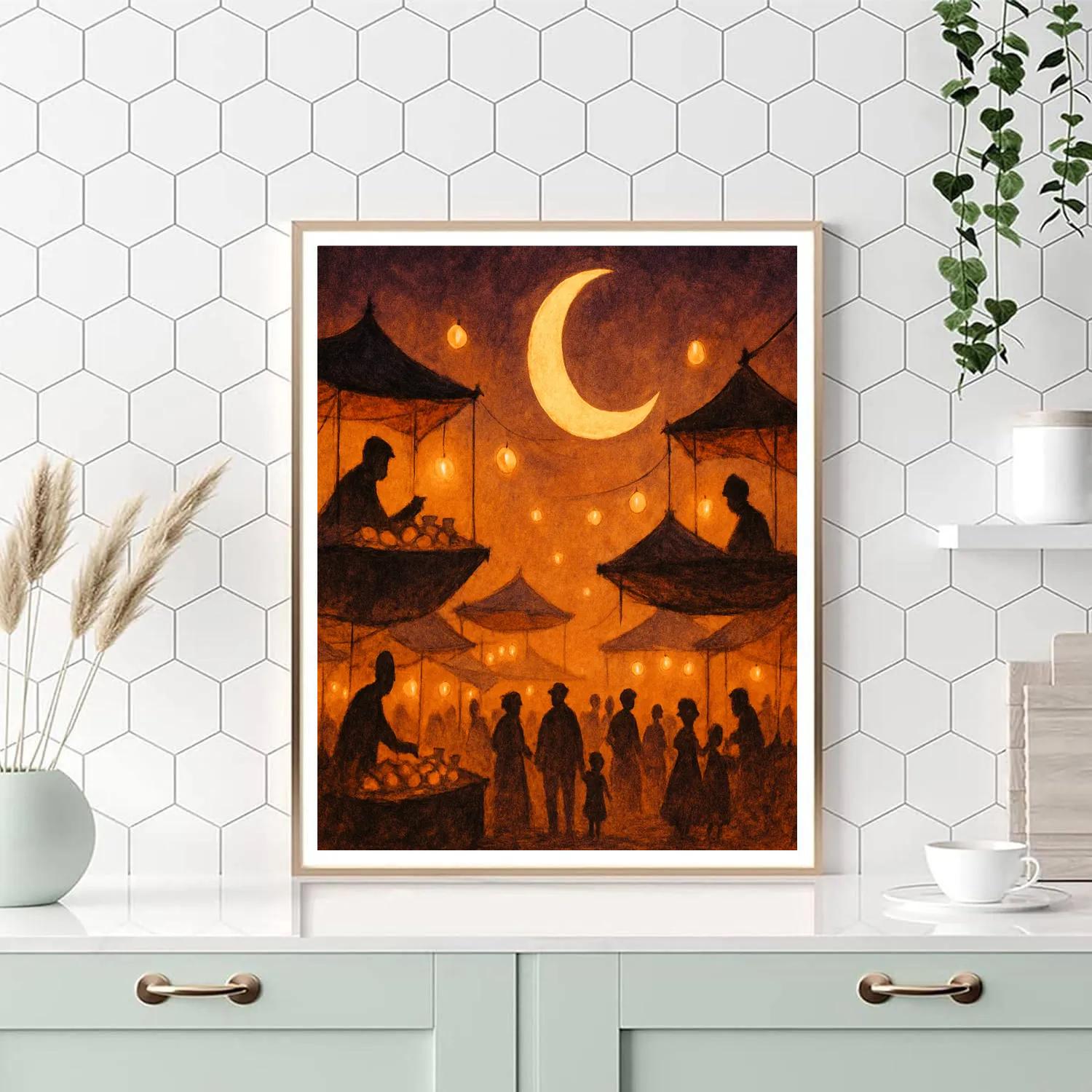 The Night Market Of Floating Lanterns Numbered painting kits