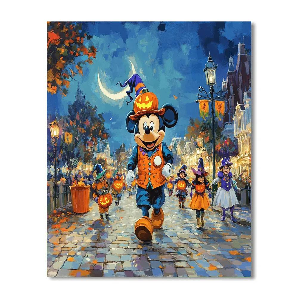 Haunted Pumpkin Parade With Mickey paint by color
