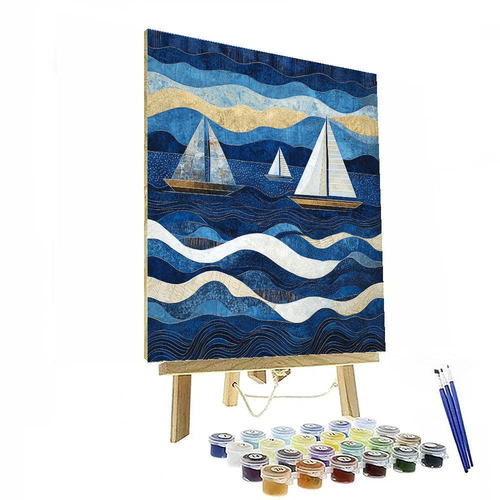 Hokusai Inspired Great Wave Yacht Race DIY paint by numbers