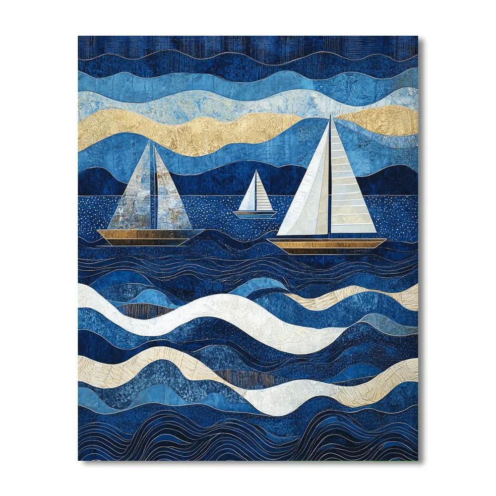 Hokusai Inspired Great Wave Yacht Race DIY paint by numbers