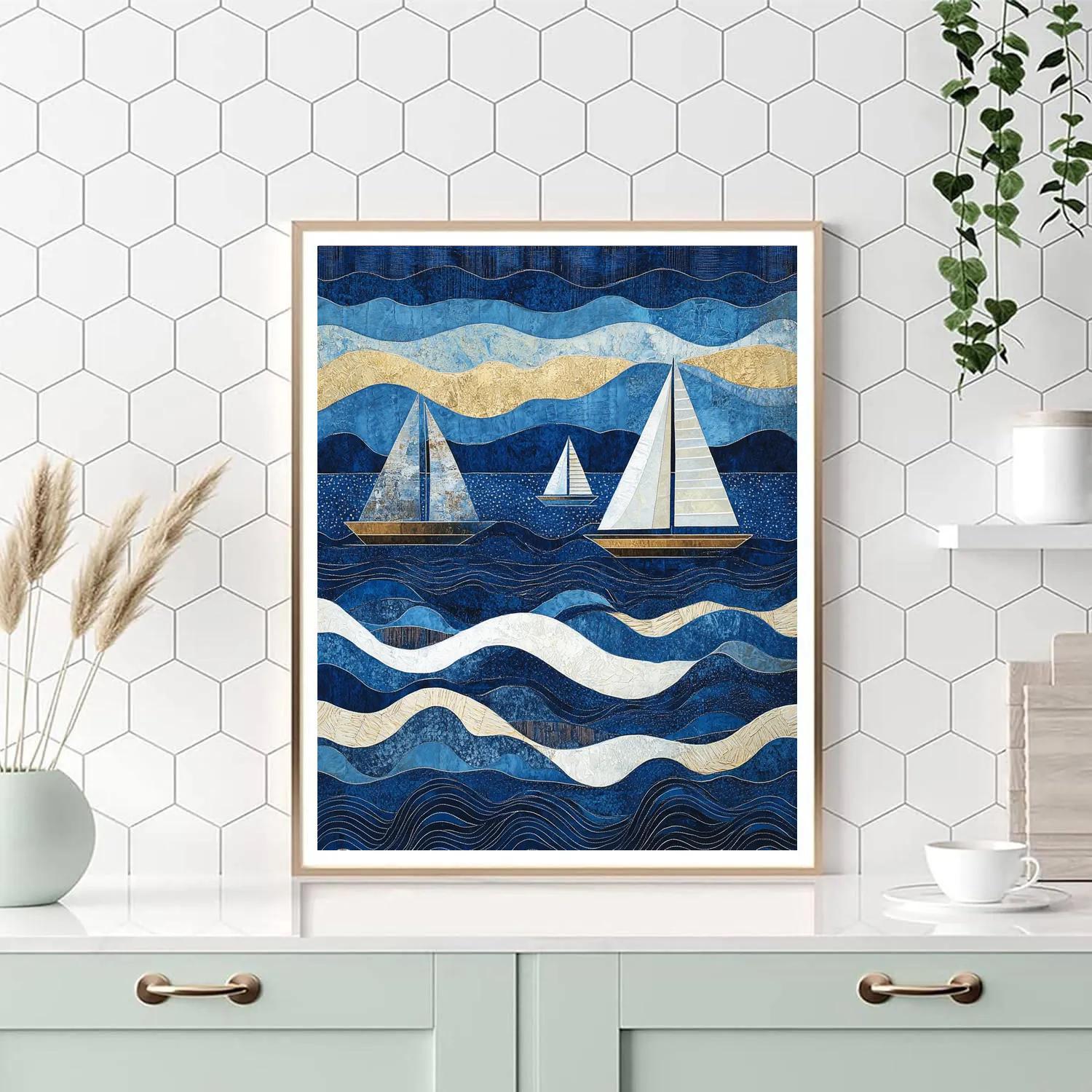 Hokusai Inspired Great Wave Yacht Race DIY paint by numbers