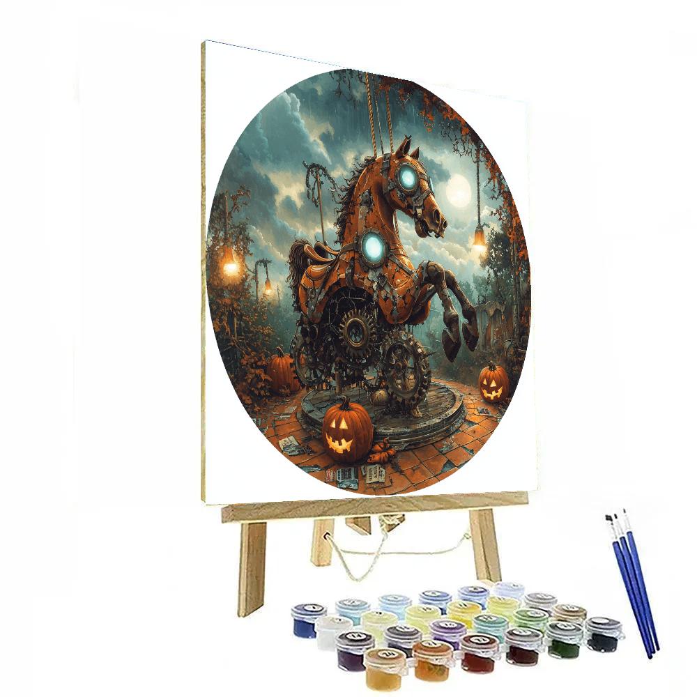 Cursed Carousel In Spooky Park Numbered painting kits