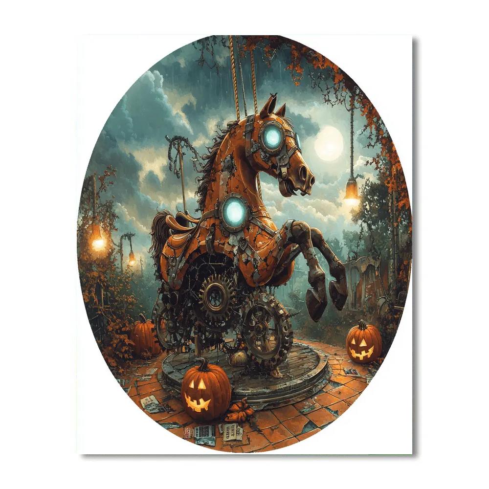 Cursed Carousel In Spooky Park Numbered painting kits