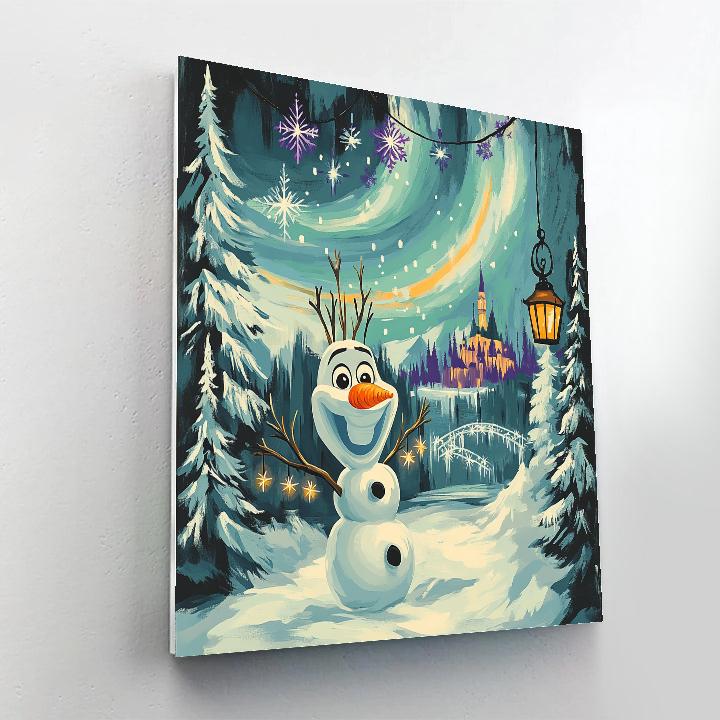Aurora Over Frozen Arendelle With Olaf paint by number
