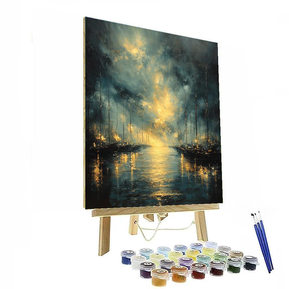 Turner Inspired Tempest Over Harbor DIY paint by numbers