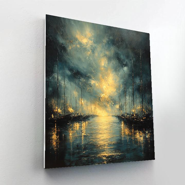 Turner Inspired Tempest Over Harbor DIY paint by numbers