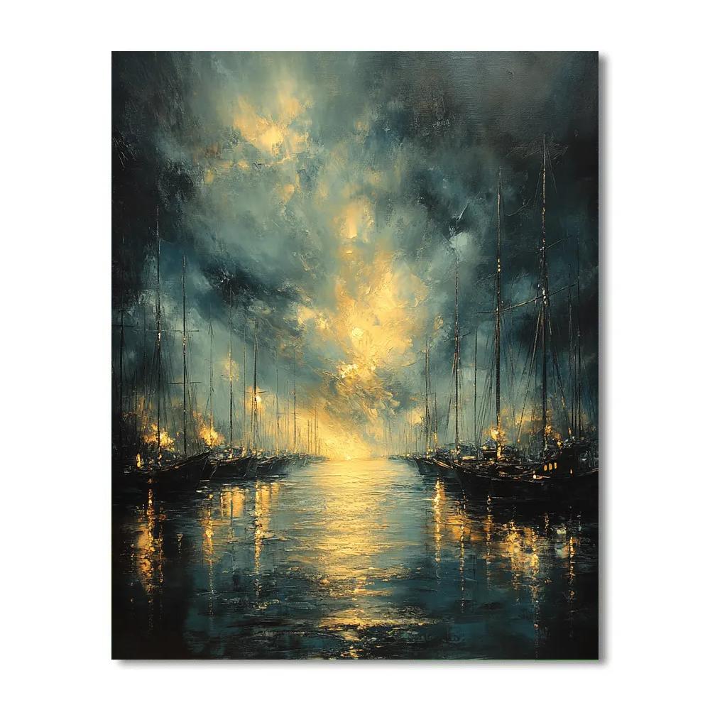 Turner Inspired Tempest Over Harbor DIY paint by numbers