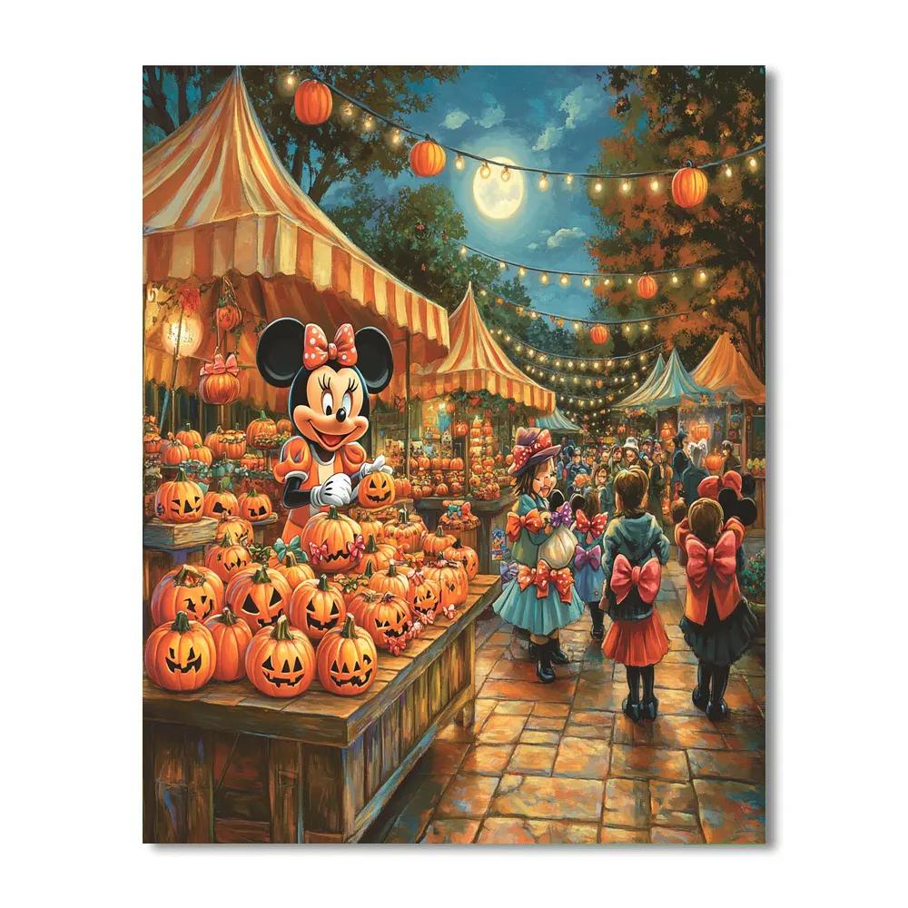 Minnie Mouse Midnight Pumpkin Market paint by number