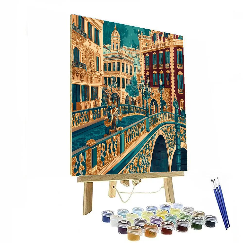 Klimt Inspired City Of Gold Bridges painting number kit