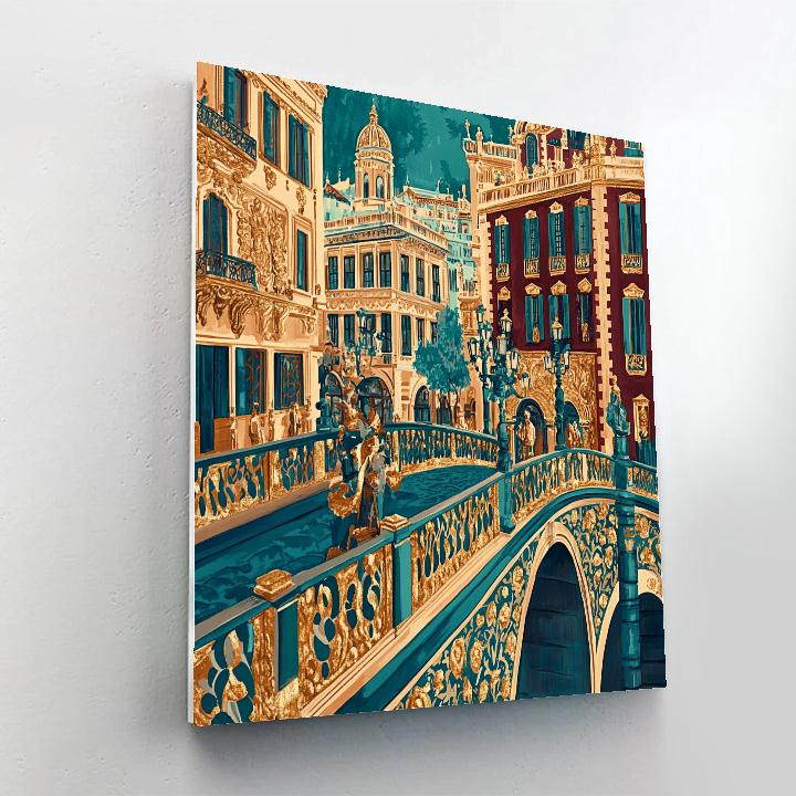 Klimt Inspired City Of Gold Bridges painting number kit