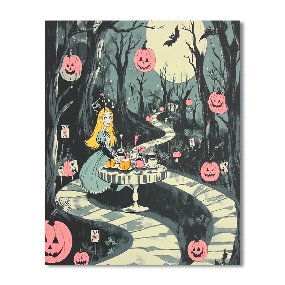 Haunted Tea Party With Cheshire Cat Guests Paint by numbers kits