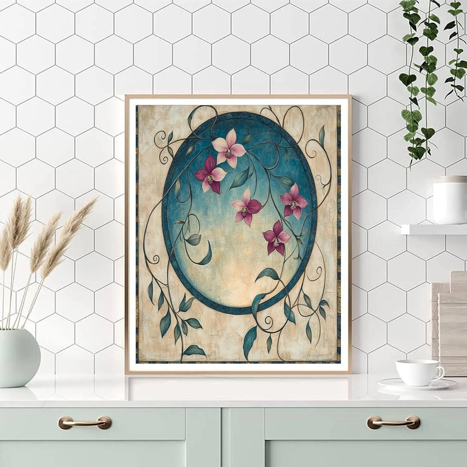 Alphonse Mucha Inspired Moonlit Orchids paint by numbers