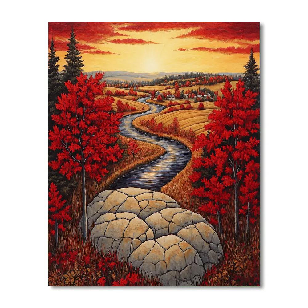 A.Y. Jackson Inspired Quebec River Rhythm DIY paint by numbers