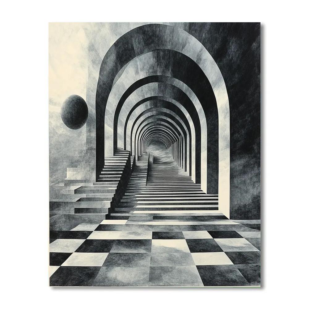 M C Escher Inspired Infinite Labyrinth Patterns Painting by numbers kit