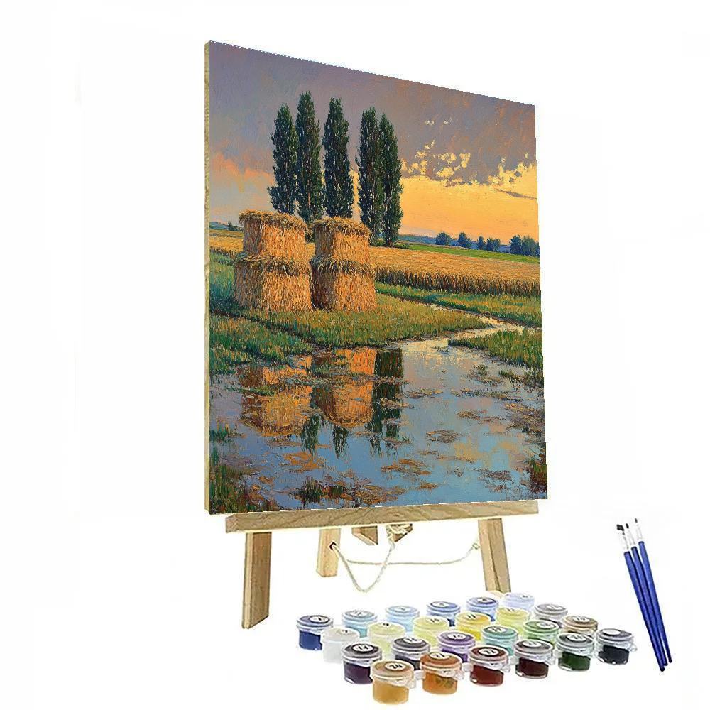 Claude Monet Inspired Haystacks After Rain DIY paint by numbers