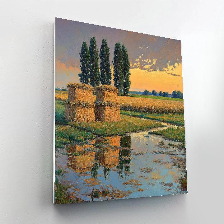Claude Monet Inspired Haystacks After Rain DIY paint by numbers