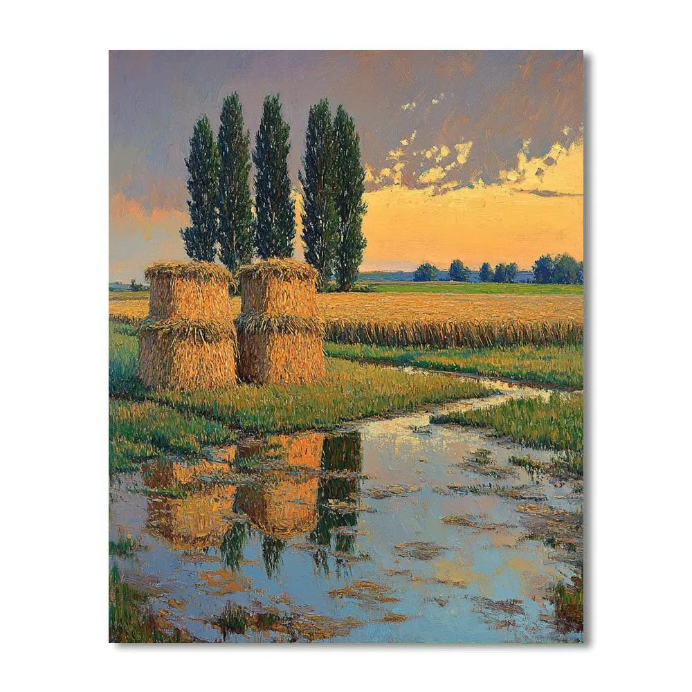 Claude Monet Inspired Haystacks After Rain DIY paint by numbers