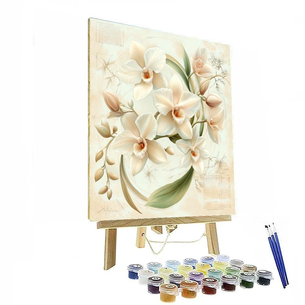 Leonardo Da Vinci Inspired Botanical Spiral Of Orchids Paint by numbers kits