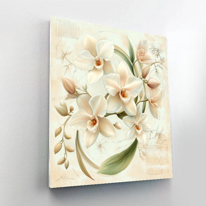 Leonardo Da Vinci Inspired Botanical Spiral Of Orchids Paint by numbers kits