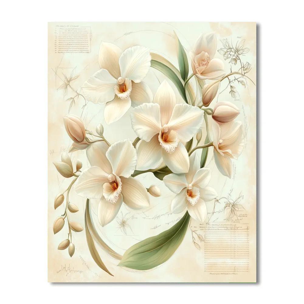 Leonardo Da Vinci Inspired Botanical Spiral Of Orchids Paint by numbers kits