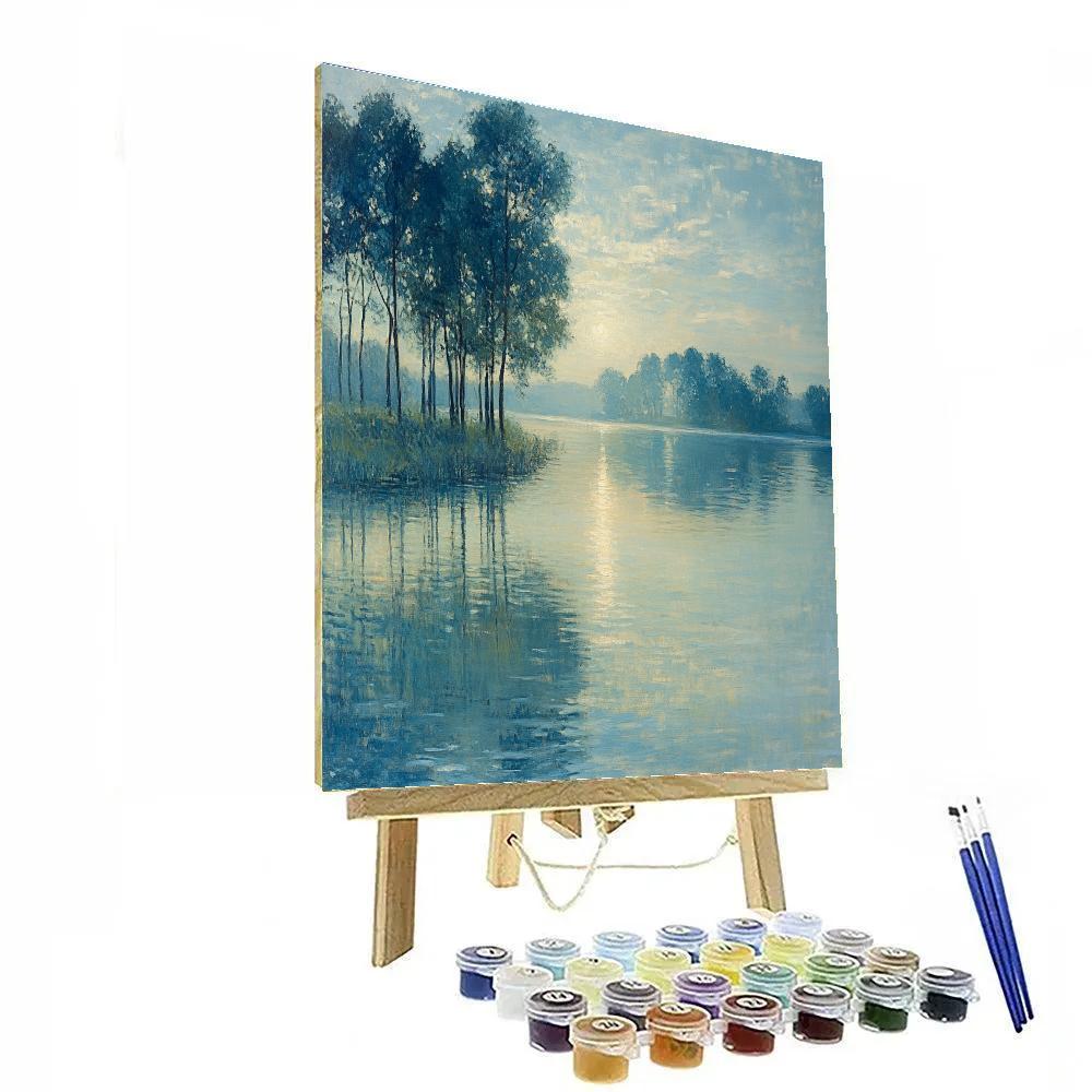 Claude Monet Inspired Peaceful Lakeside Reflection Number painting