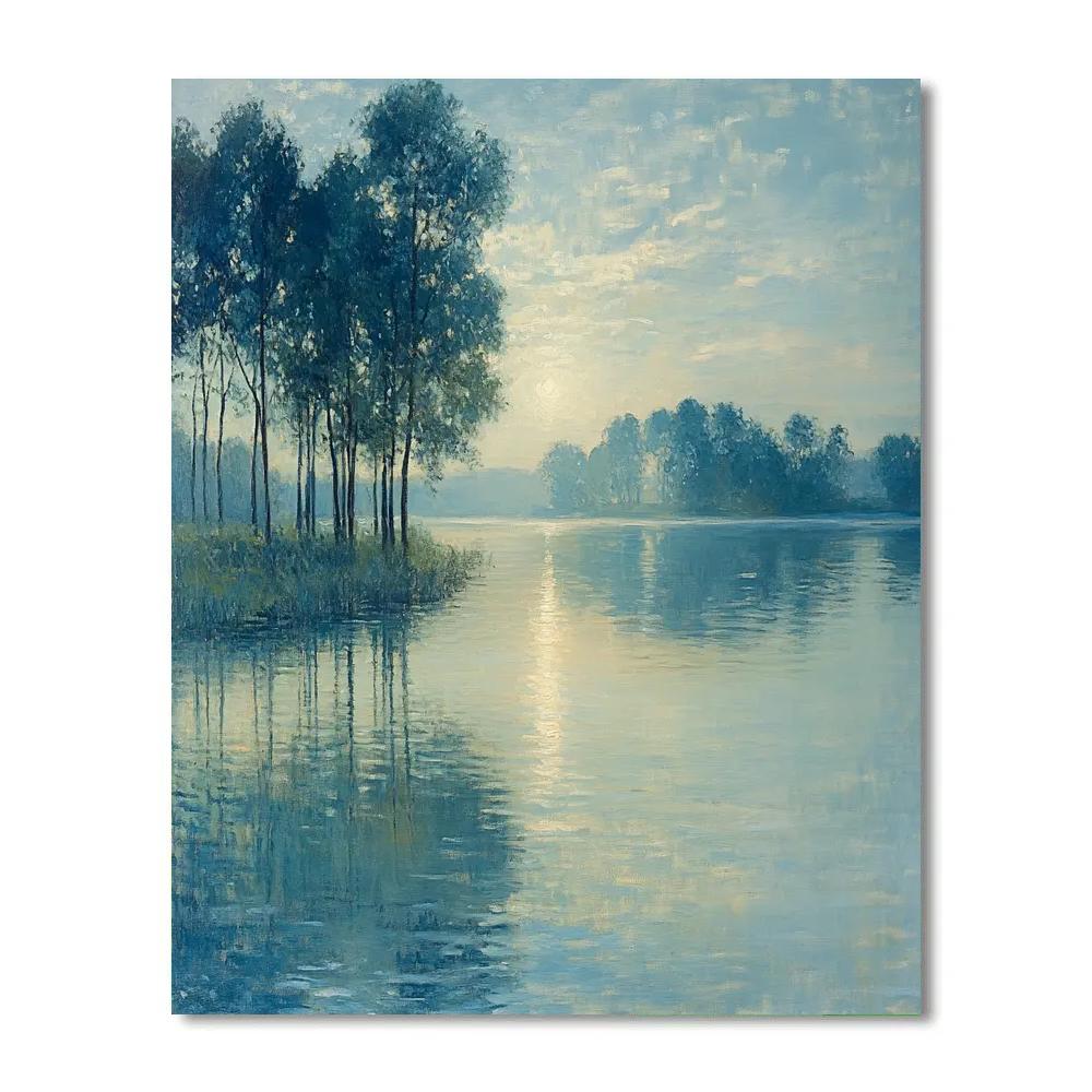 Claude Monet Inspired Peaceful Lakeside Reflection Number painting