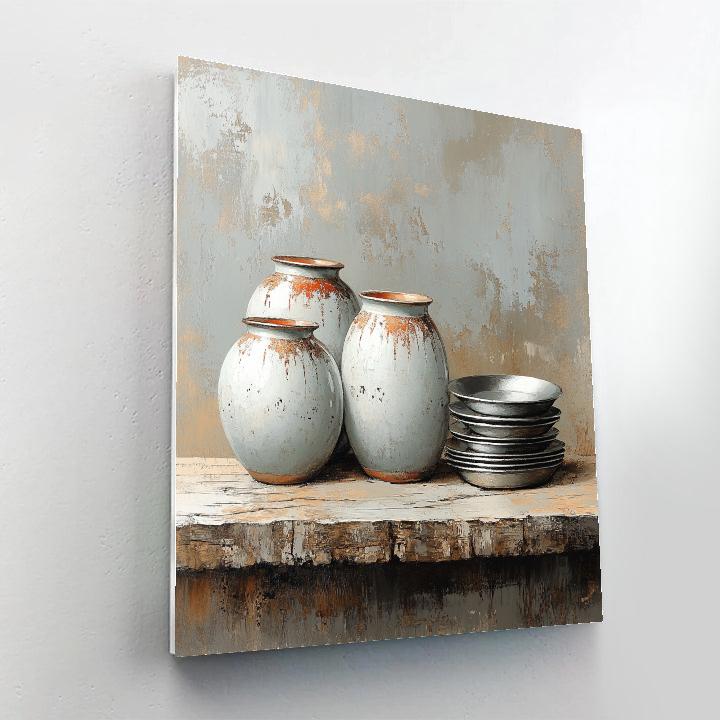 Diego Velázquez Inspired Ceramic Water Jars And Pewter Plates Numbered painting kits