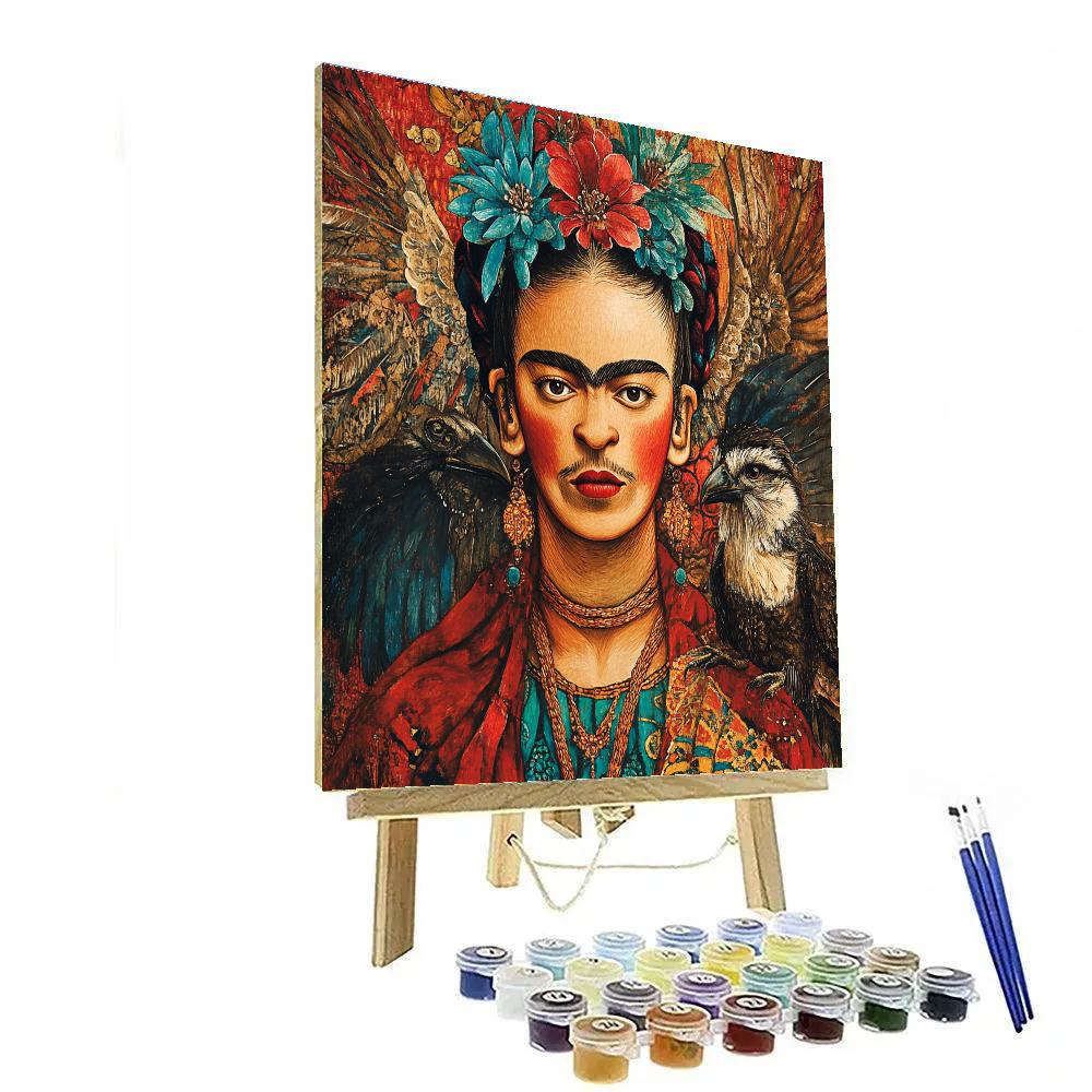 Frida Kahlo Inspired Vibrant Mythological Portrait Number painting