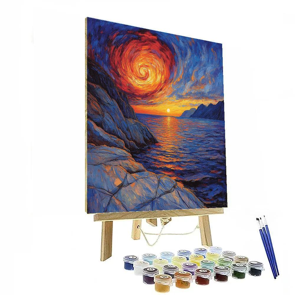 Edvard Munch Inspired Sunset Over Fjord paint by number