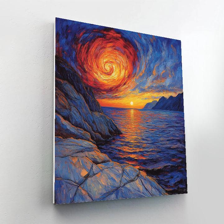 Edvard Munch Inspired Sunset Over Fjord paint by number