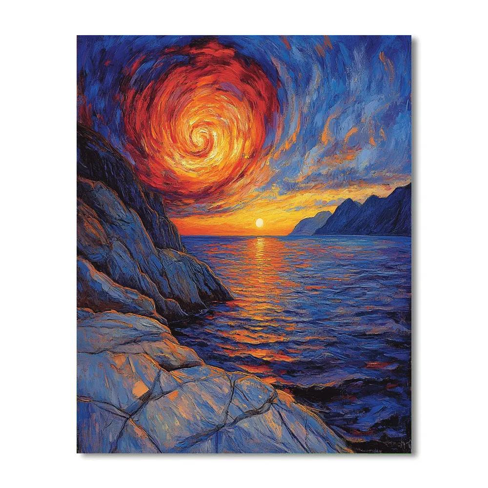 Edvard Munch Inspired Sunset Over Fjord paint by number