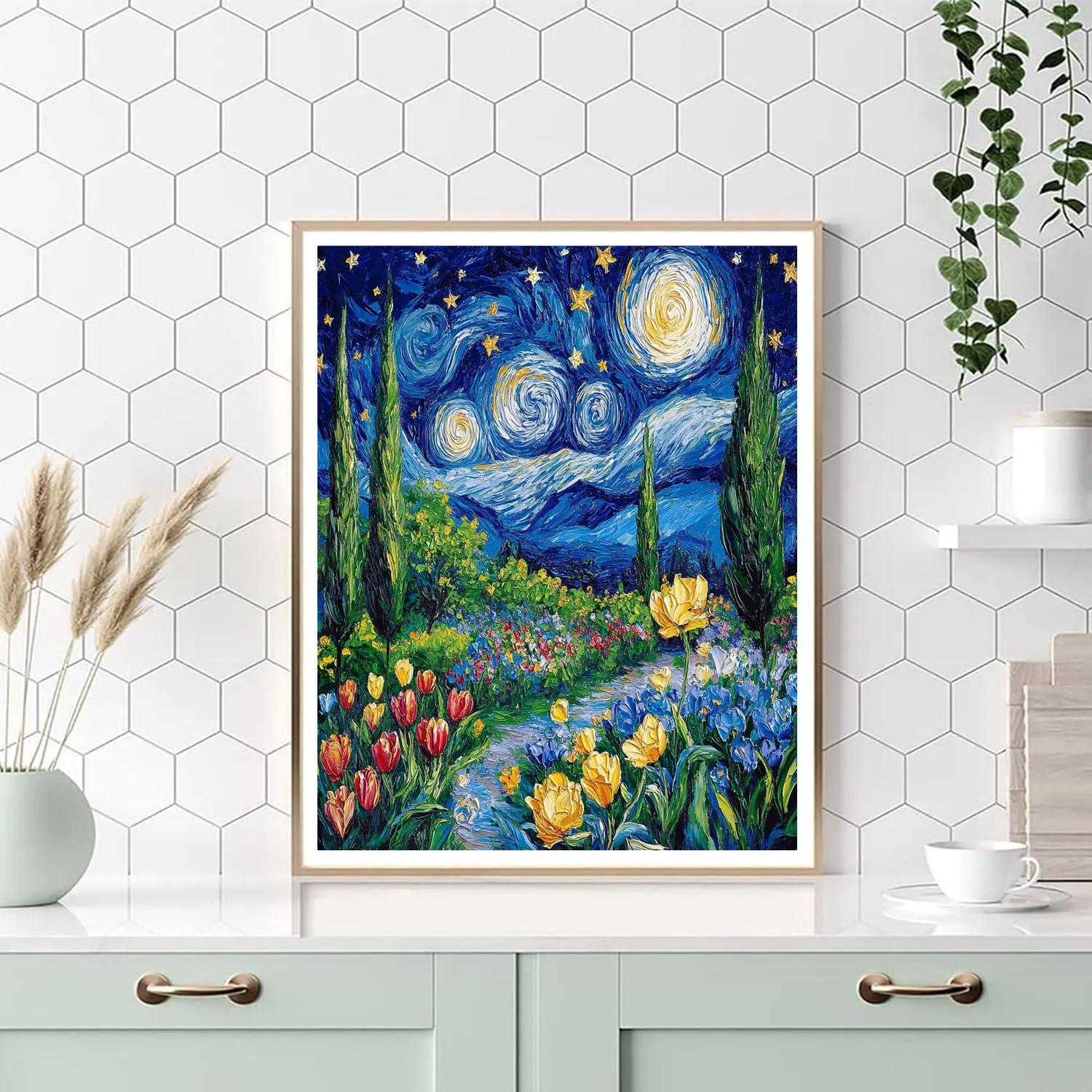 Van Gogh Inspired Night Garden painting number kit