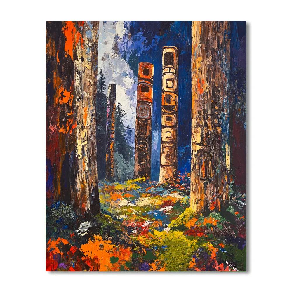 Emily Carr Inspired Echoes Of Totem Poles DIY paint by numbers