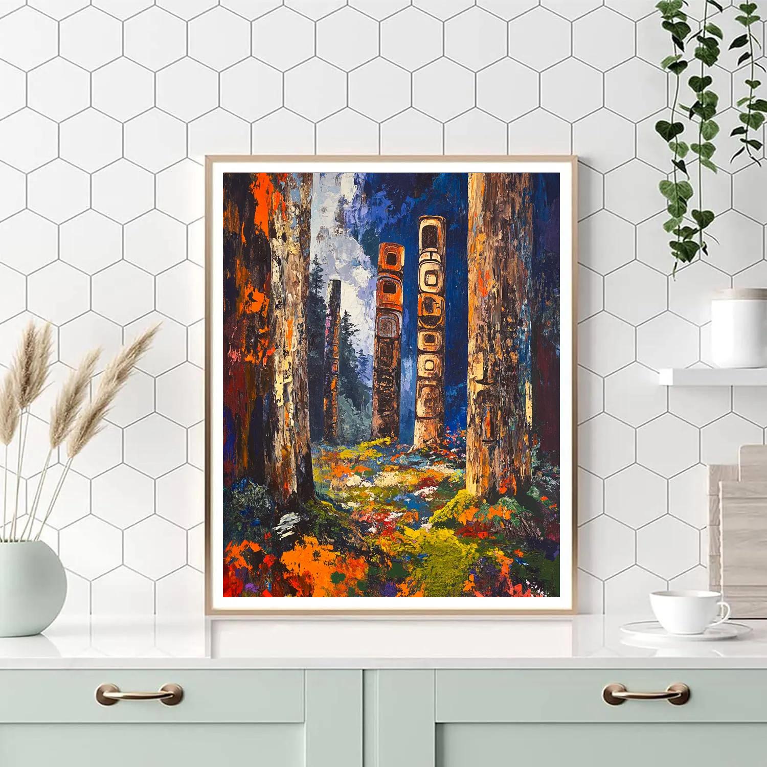 Emily Carr Inspired Echoes Of Totem Poles DIY paint by numbers