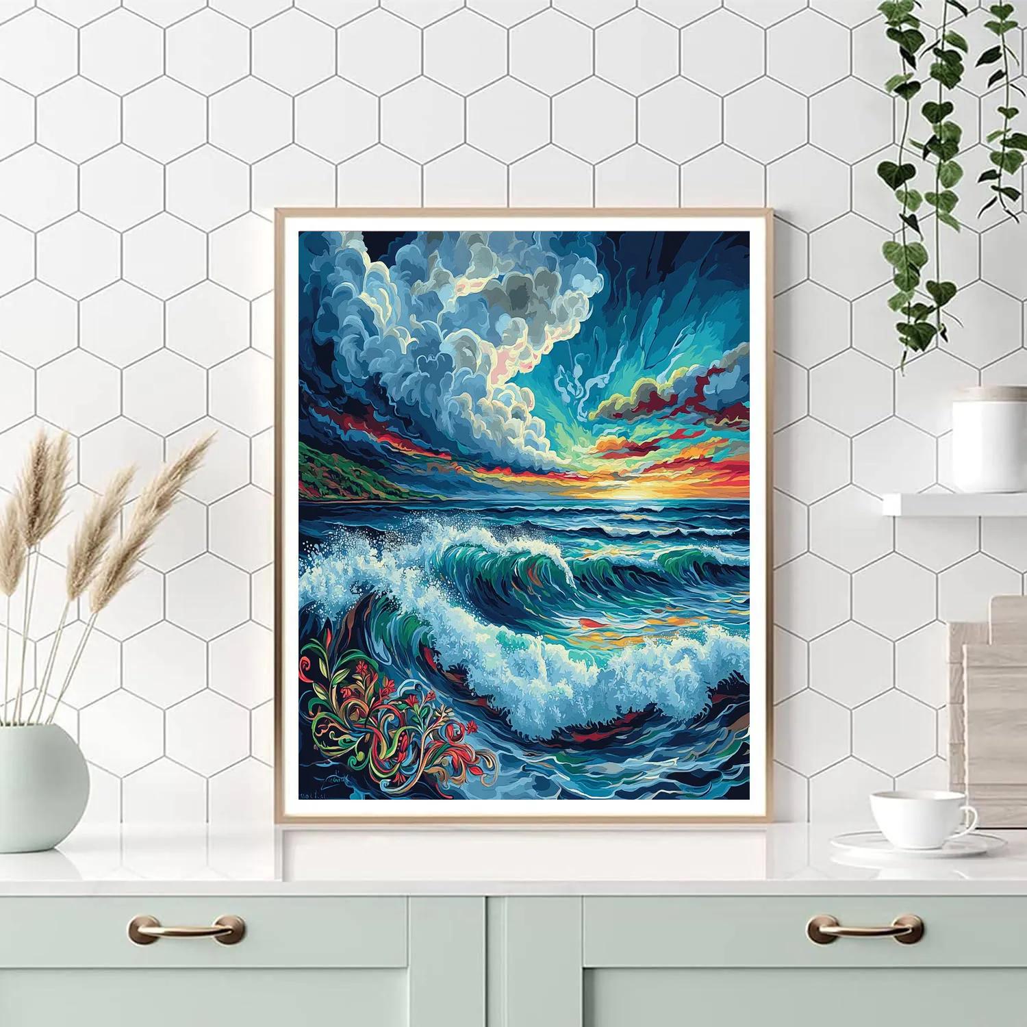 Frida Kahlo Inspired Ocean Melancholy paint by color