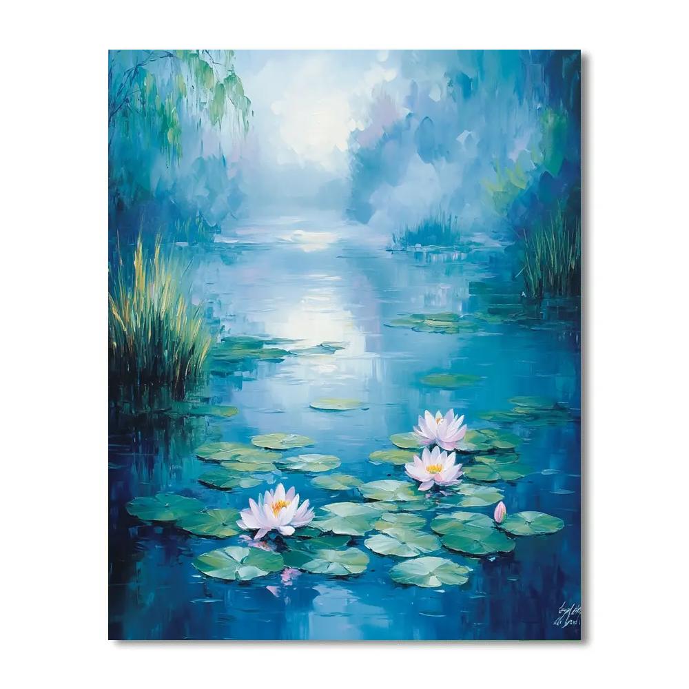 Claude Monet Inspired Misty Waterlily Dance paint by color