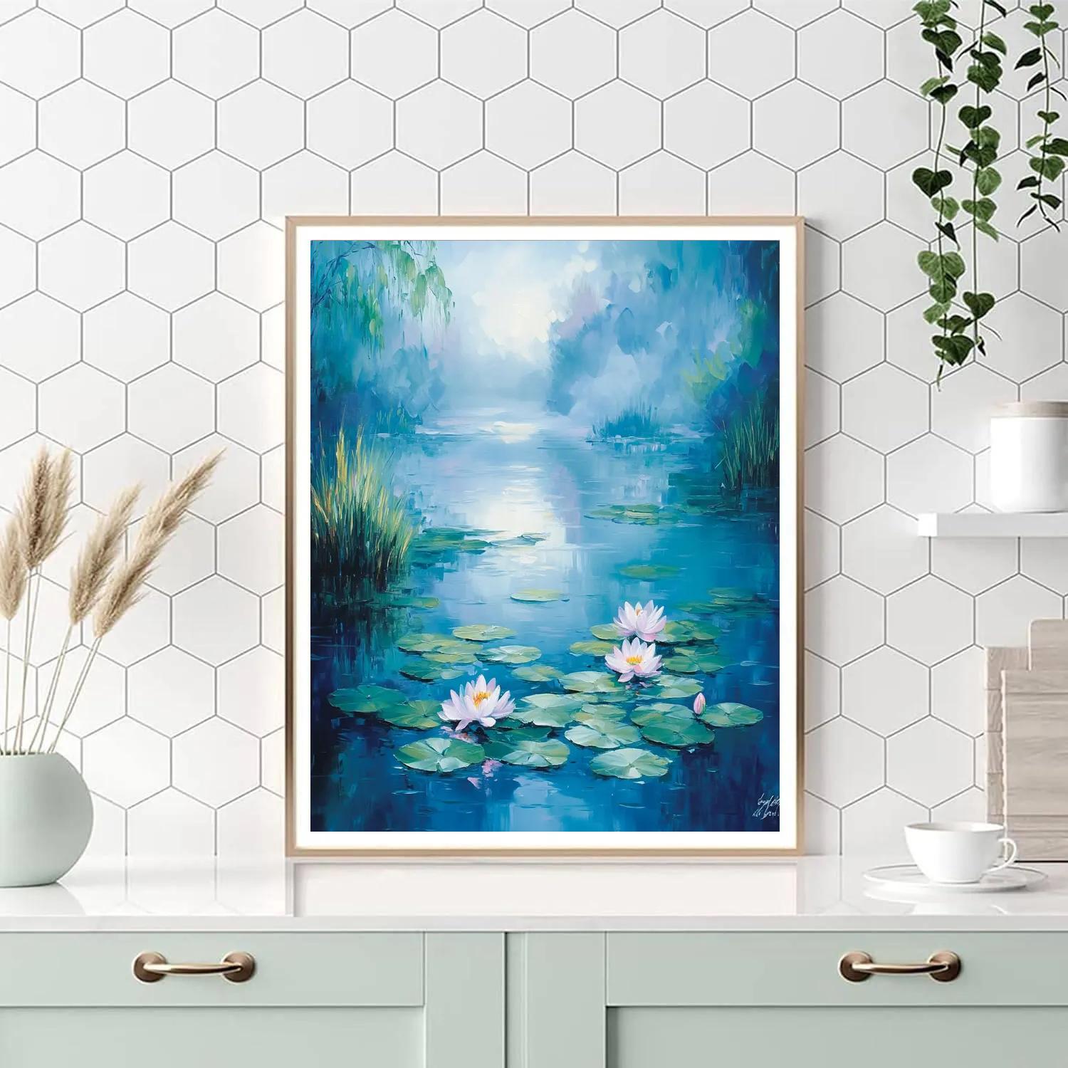 Claude Monet Inspired Misty Waterlily Dance paint by color
