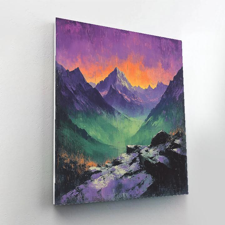Frederick Varley Inspired Brooding Mountain Beneath Violet Sky paint by color