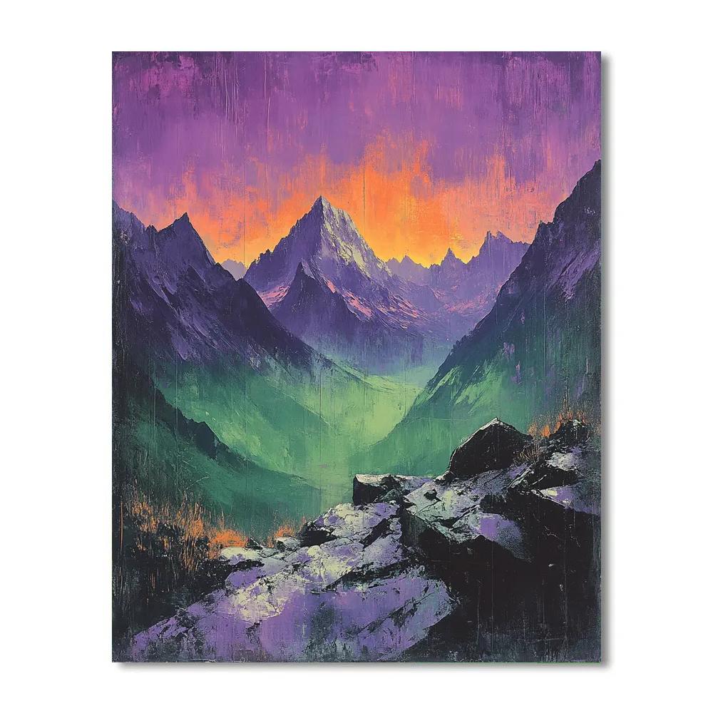 Frederick Varley Inspired Brooding Mountain Beneath Violet Sky paint by color