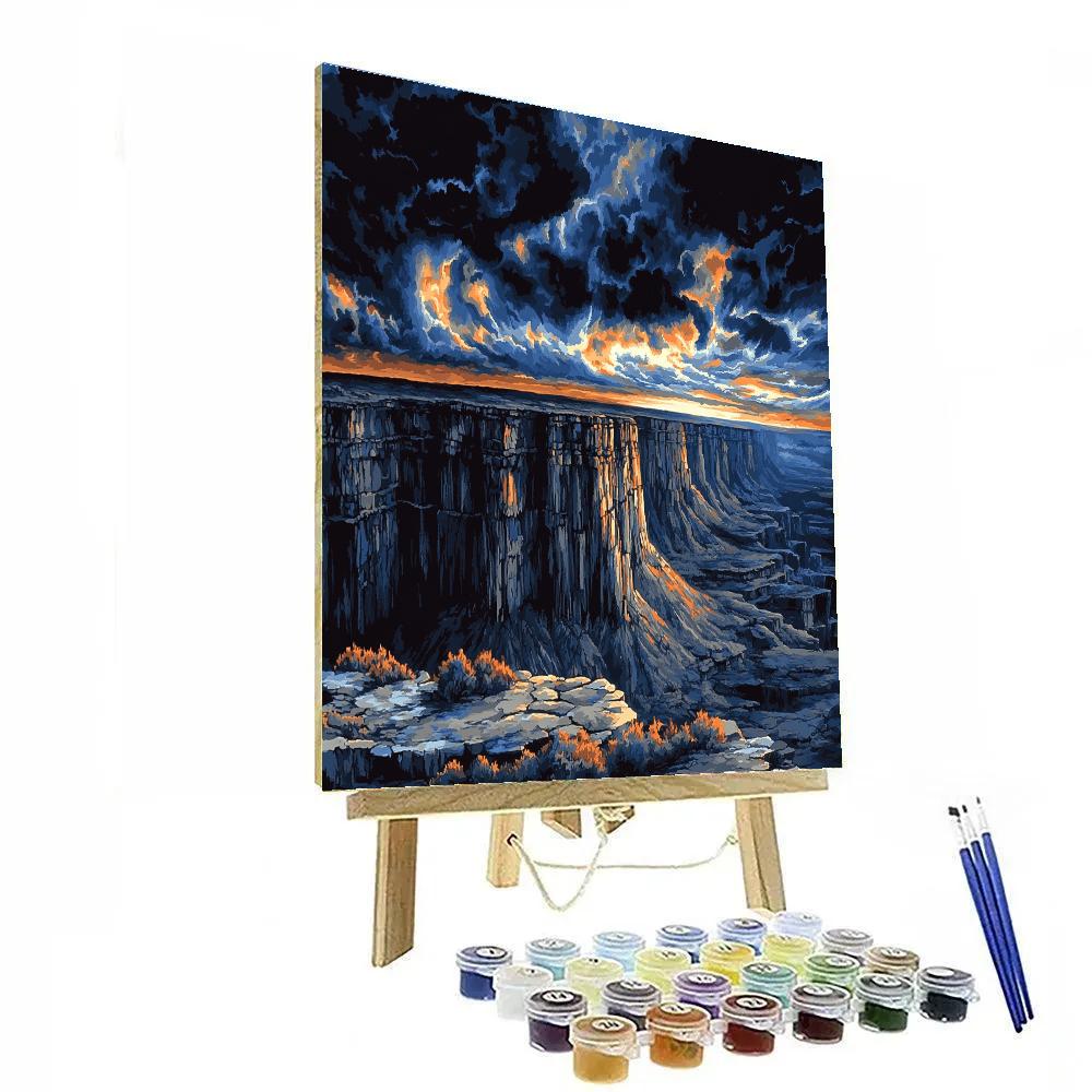 Francisco Goya Inspired Twilight Storm Over Weathered Cliffs paint by number