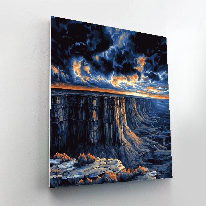 Francisco Goya Inspired Twilight Storm Over Weathered Cliffs paint by number