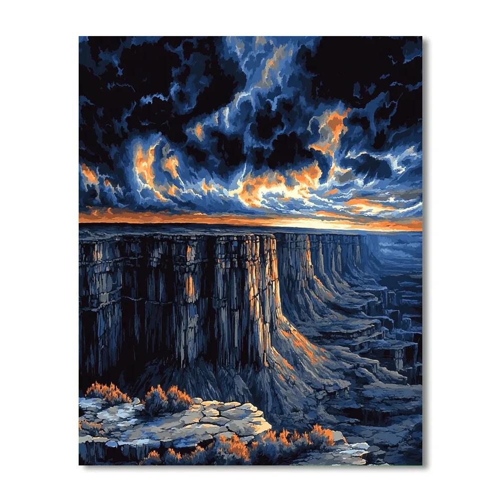 Francisco Goya Inspired Twilight Storm Over Weathered Cliffs paint by number