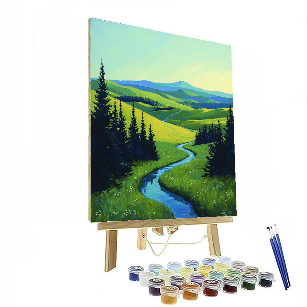 Franklin Carmichael Inspired Spring Pines And Rolling Blue Hills Numbered painting kits