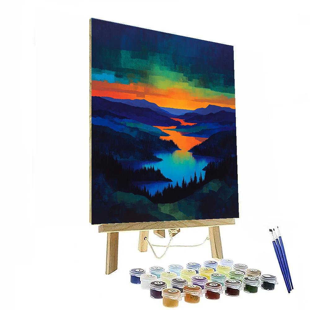 Frederick Varley Inspired Luminous Indigo Twilight Over Northern Highlands paint by numbers